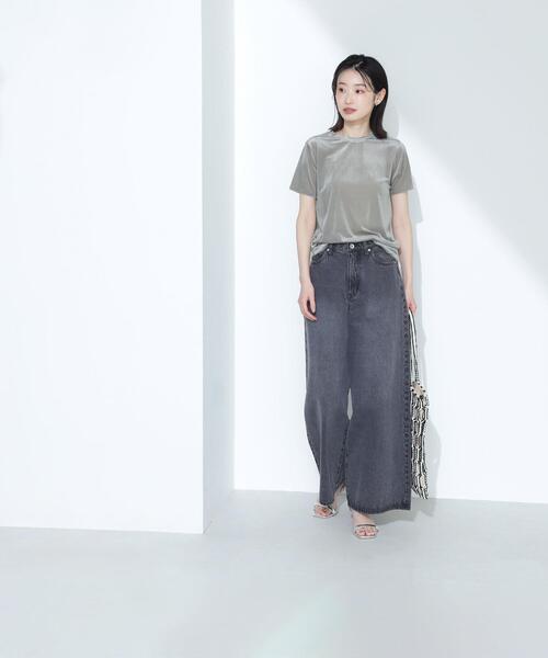 NATURAL BEAUTY BASIC(ナチュラルビューティーベーシック)の「◇ベロアTシャツ(Tシャツ/カットソー・レディース・カーキ/ブラウン/ネイビー/ベージュ・FREE)」の11枚目の写真