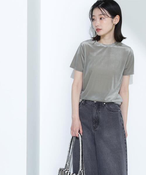 NATURAL BEAUTY BASIC(ナチュラルビューティーベーシック)の「◇ベロアTシャツ(Tシャツ/カットソー・レディース・カーキ/ブラウン/ネイビー/ベージュ・FREE)」の12枚目の写真