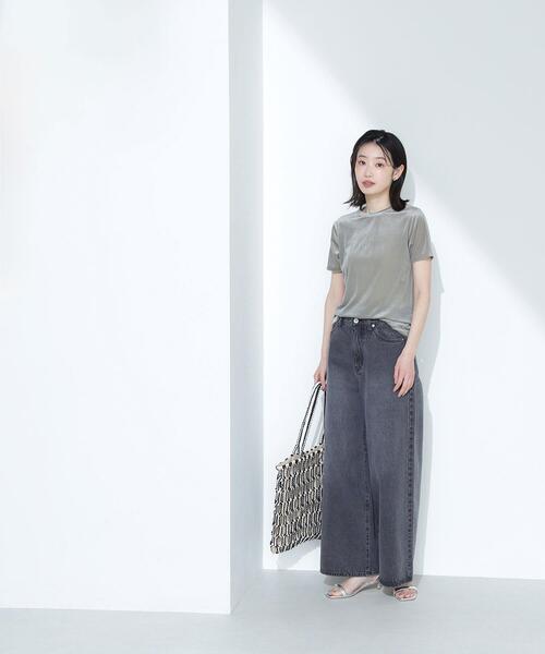 NATURAL BEAUTY BASIC(ナチュラルビューティーベーシック)の「◇ベロアTシャツ(Tシャツ/カットソー・レディース・カーキ/ブラウン/ネイビー/ベージュ・FREE)」の13枚目の写真