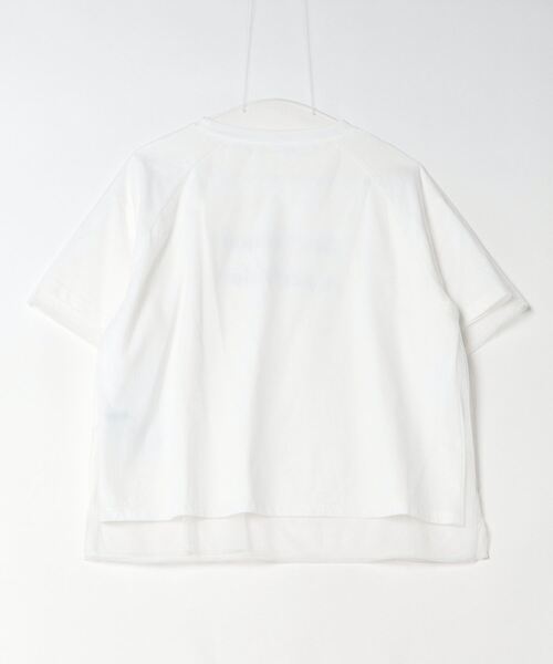 EGLANTINE(エグランティーヌ)の「EGLANTINE チュールレイヤードロゴTシャツ 半袖カットソー ラグランスリーブ(Tシャツ/カットソー・レディース・ブラック/ホワイト×ホワイト/ホワイト×ブラック/サンドベージュ・40)」の7枚目の写真