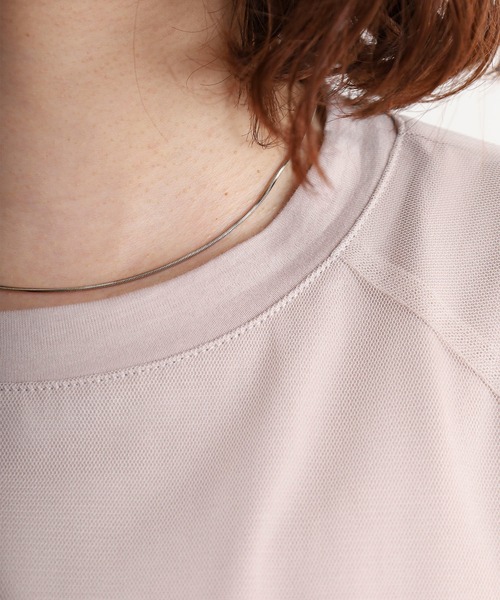 EGLANTINE(エグランティーヌ)の「EGLANTINE チュールレイヤードロゴTシャツ 半袖カットソー ラグランスリーブ(Tシャツ/カットソー・レディース・ブラック/ホワイト×ホワイト/ホワイト×ブラック/サンドベージュ・40)」の12枚目の写真