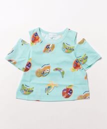 ステッカーフルーツプリントカットショルダーTシャツ