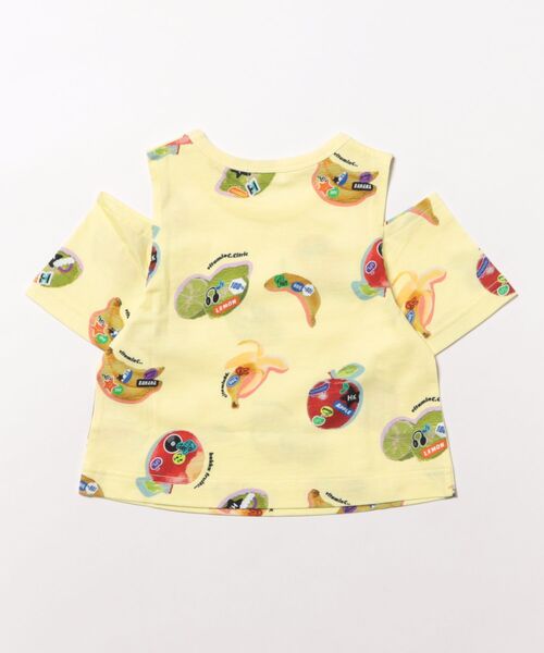 HAKKA KIDS（ハッカキッズ）の「ステッカーフルーツプリントカットショルダーTシャツ（Tシャツ/カットソー・キッズ・サックスブルー/イエロー・M/S）」の3枚目の写真