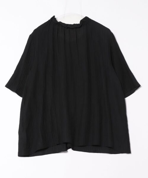 【fleur】【Ｌ〜５Ｌ】ドビーストライプフリルカラーブラウス fleur】【L～5L】ドビーストライプフリルカラーブラウス