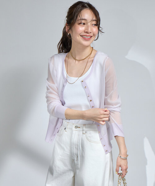 La boutique BonBon(ラブティックボンボン)の「【着回し力抜群!】シアー2WAYクルーネックカーディガン(カーディガン/ボレロ・レディース・チャコールグレー/バイオレット/ホワイト・FREE)」の20枚目の写真