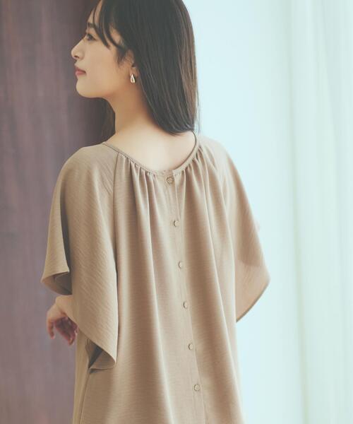 THE SHOP TK (ザ ショップ ティーケー )の「◆袖フレアブラウス【防シワ/接触冷感/洗濯機OK/セットアップ可】(シャツ/ブラウス・レディース・ベージュ/ブラック/ブルー/オフホワイト・13/12)」の5枚目の写真