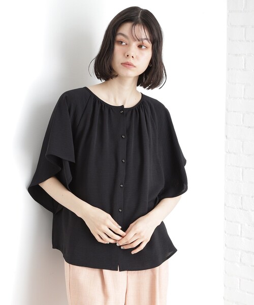 THE SHOP TK (ザ ショップ ティーケー )の「◆袖フレアブラウス【防シワ/接触冷感/洗濯機OK/セットアップ可】(シャツ/ブラウス・レディース・ベージュ/ブラック/ブルー/オフホワイト・13/12)」の13枚目の写真