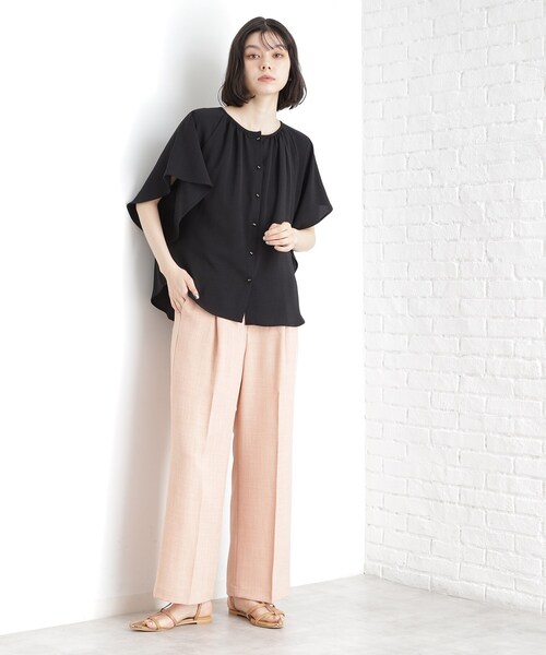 THE SHOP TK (ザ ショップ ティーケー )の「◆袖フレアブラウス【防シワ/接触冷感/洗濯機OK/セットアップ可】(シャツ/ブラウス・レディース・ベージュ/ブラック/ブルー/オフホワイト・13/12)」の15枚目の写真