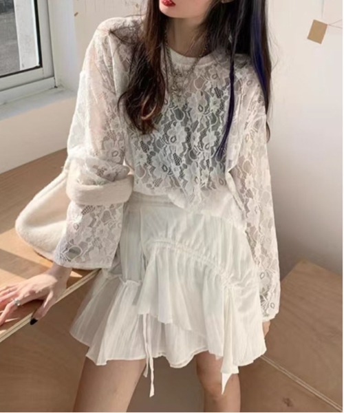 原宿 シースルートップス dazzlin wego ワンポイントデザインWZIPトップス｜WEGO（ウィゴー） – WEGO