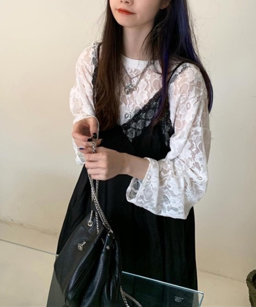 WEGO（ウィゴー）の「WEGO/オーバーサイズシースルーレースレイヤートップス（Tシャツ/カットソー・レディース・ホワイト/ブラック・FREE）」の16枚目の写真