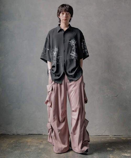 HARE（ハレ）の「ドローイングモチーフシャツ(HARE)（シャツ/ブラウス・メンズ・ブラック/ホワイト/グリーン/ブルー系その他・SMALL/MEDIUM）」の5枚目の写真