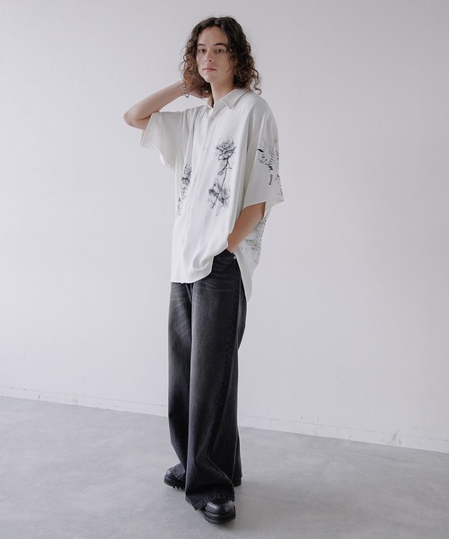 HARE（ハレ）の「ドローイングモチーフシャツ(HARE)（シャツ/ブラウス・メンズ・ブラック/ホワイト/グリーン/ブルー系その他・SMALL/MEDIUM）」の10枚目の写真