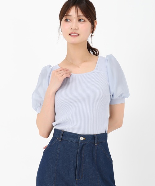 MISCH MASCH(ミッシュマッシュ)の「アシメリブシアー袖ニット(ニット/セーター・レディース・ブルー/ブラック/ホワイト/ベージュ・フリ-)」の14枚目の写真