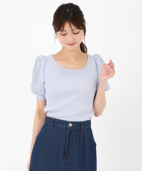 MISCH MASCH(ミッシュマッシュ)の「アシメリブシアー袖ニット(ニット/セーター・レディース・ブルー/ブラック/ホワイト/ベージュ・フリ-)」の15枚目の写真