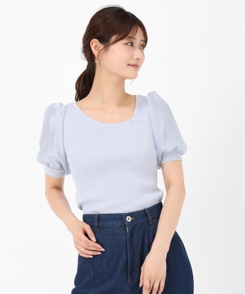MISCH MASCH(ミッシュマッシュ)の「アシメリブシアー袖ニット(ニット/セーター・レディース・ブルー/ブラック/ホワイト/ベージュ・フリ-)」の16枚目の写真