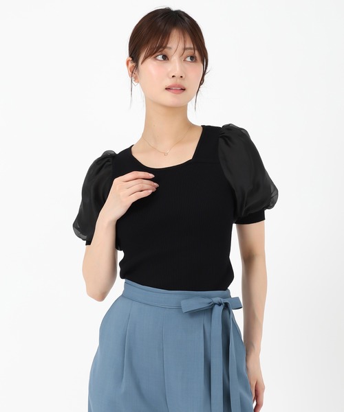 MISCH MASCH(ミッシュマッシュ)の「アシメリブシアー袖ニット(ニット/セーター・レディース・ブルー/ブラック/ホワイト/ベージュ・フリ-)」の17枚目の写真