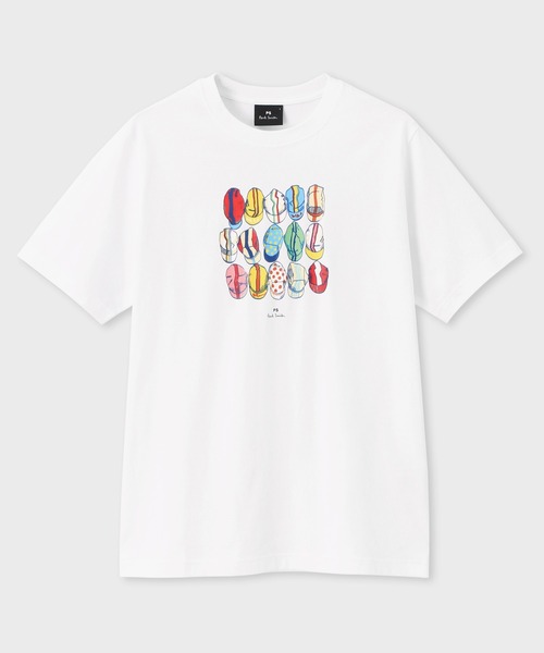 PS Paul Smith(ピーエスポールスミス)の「"Cycling Caps" Tシャツ / 152572 011R(Tシャツ/カットソー・メンズ・ホワイト/ブラック・SMALL/MEDIUM/LARGE/X-LARGE/XX-LARGE)」の1枚目の写真