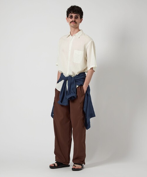 Steven Alan＞ CC ピケ ストライプ レギュラーカラー シャツ