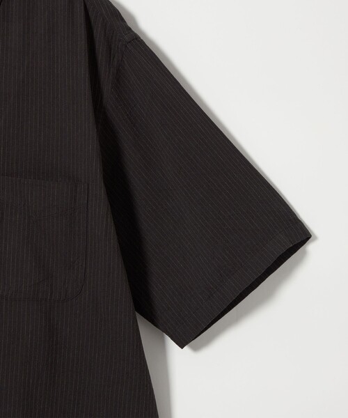 【BLACK】<Steven Alan> CC ピケ ストライプ レギュラーカラー シャツ ALINE LOOSE CASUAL Steven Alan＞ CC ピケ ストライプ レギュラーカラー シャツ ALINE