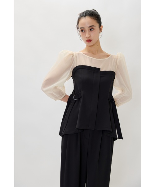 niana(ニアナ)の「セパレートパンツコンビネーション 2点セット セットアップ ブラウス パンツドレス 結婚式 成人式 二次会 同窓会 入学式 卒業式 パーティードレス オケージョンドレス お呼ばれ(パンツドレス・レディース・ブラック/ベージュ/チャコール/ブラック×ベージュ・M/L/S)」の13枚目の写真