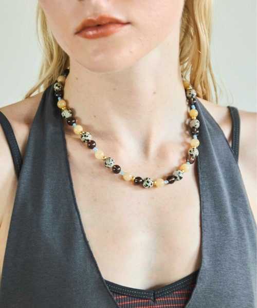 Yellow Jadeite Combination Necklace/イエロージェイドコンビネックレス【MAISON SPECIAL/メゾンスペシャル】