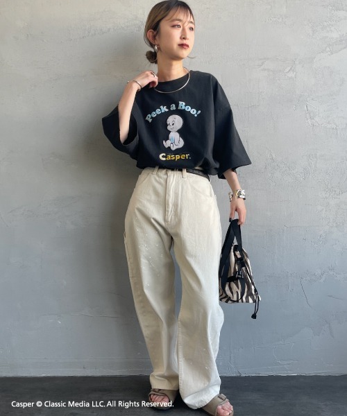 JEANS FACTORY Clothes（ジーンズファクトリークローズ）の「[JEANS FACTORY CLOTHES/ジーンズファクトリークローズ] CASPER / ダメージ キャラクターTシャツ（Tシャツ/カットソー・レディース・ブラック・S/M/L）」の11枚目の写真