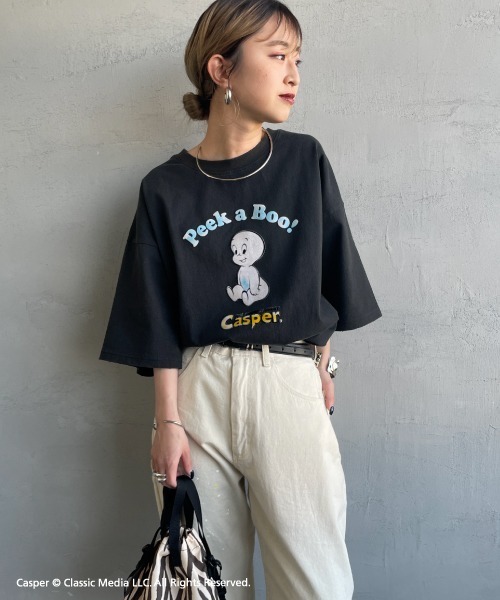 JEANS FACTORY Clothes（ジーンズファクトリークローズ）の「[JEANS FACTORY CLOTHES/ジーンズファクトリークローズ] CASPER / ダメージ キャラクターTシャツ（Tシャツ/カットソー・レディース・ブラック・S/M/L）」の10枚目の写真