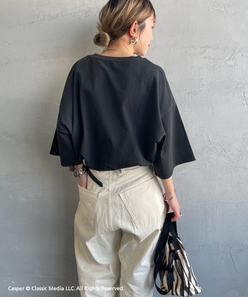 JEANS FACTORY Clothes（ジーンズファクトリークローズ）の「[JEANS FACTORY CLOTHES/ジーンズファクトリークローズ] CASPER / ダメージ キャラクターTシャツ（Tシャツ/カットソー・レディース・ブラック・S/M/L）」の9枚目の写真