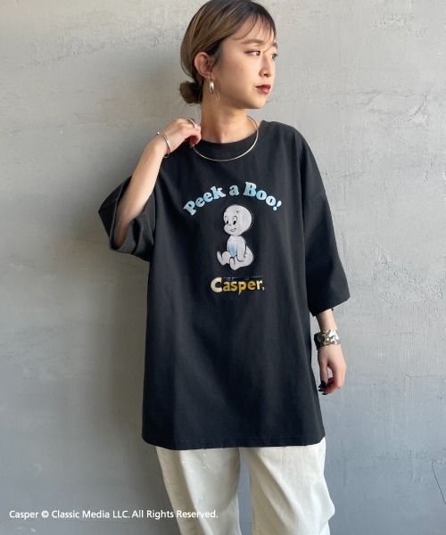 JEANS FACTORY Clothes（ジーンズファクトリークローズ）の「[JEANS FACTORY CLOTHES/ジーンズファクトリークローズ] CASPER / ダメージ キャラクターTシャツ（Tシャツ/カットソー・レディース・ブラック・S/M/L）」の6枚目の写真