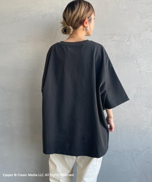 JEANS FACTORY Clothes（ジーンズファクトリークローズ）の「[JEANS FACTORY CLOTHES/ジーンズファクトリークローズ] CASPER / ダメージ キャラクターTシャツ（Tシャツ/カットソー・レディース・ブラック・S/M/L）」の4枚目の写真
