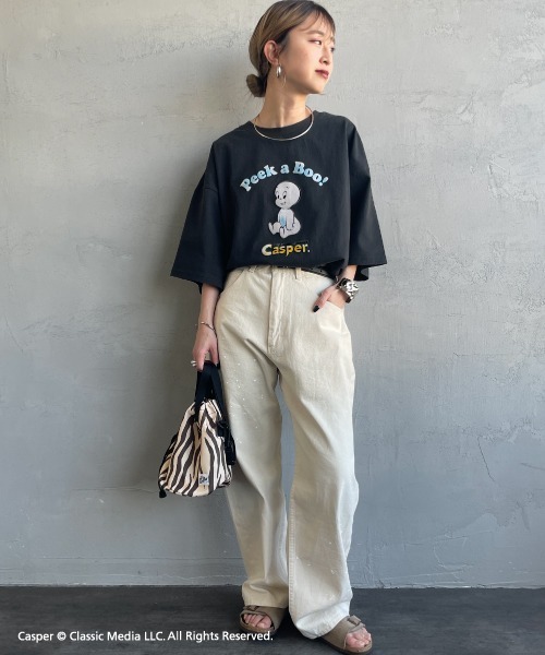 JEANS FACTORY Clothes（ジーンズファクトリークローズ）の「[JEANS FACTORY CLOTHES/ジーンズファクトリークローズ] CASPER / ダメージ キャラクターTシャツ（Tシャツ/カットソー・レディース・ブラック・S/M/L）」の8枚目の写真