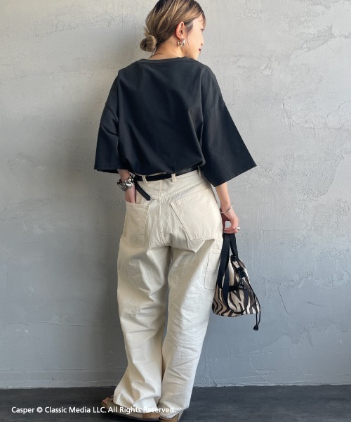 JEANS FACTORY Clothes（ジーンズファクトリークローズ）の「[JEANS FACTORY CLOTHES/ジーンズファクトリークローズ] CASPER / ダメージ キャラクターTシャツ（Tシャツ/カットソー・レディース・ブラック・S/M/L）」の7枚目の写真