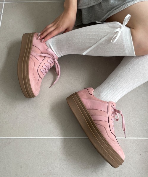 WEGO（ウィゴー）の「WEGO/ローテクダブルラインスニーカー（スニーカー・レディース・ホワイト/ブラック/ライトピンク/レッド・LARGE/MEDIUM/SMALL）」の15枚目の写真