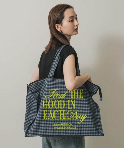 SENSE OF PLACE by URBAN RESEARCH（センスオブプレイスバイアーバンリサーチ）の「ロゴチェックビッドトート（トートバッグ・レディース・レッド/ライトブルー/グレー・ONE）」の17枚目の写真