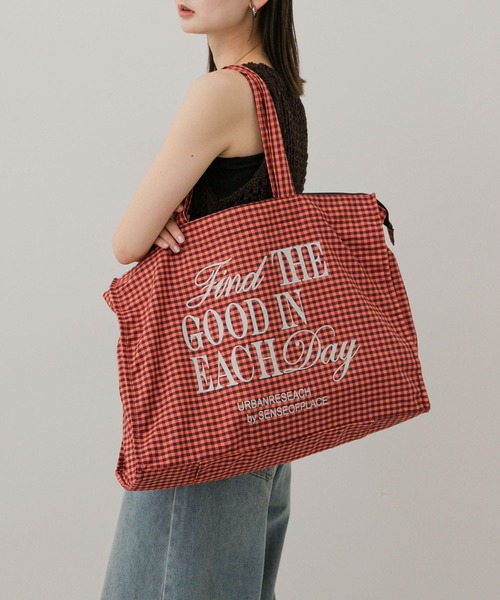 SENSE OF PLACE by URBAN RESEARCH（センスオブプレイスバイアーバンリサーチ）の「ロゴチェックビッドトート（トートバッグ・レディース・レッド/ライトブルー/グレー・ONE）」の6枚目の写真