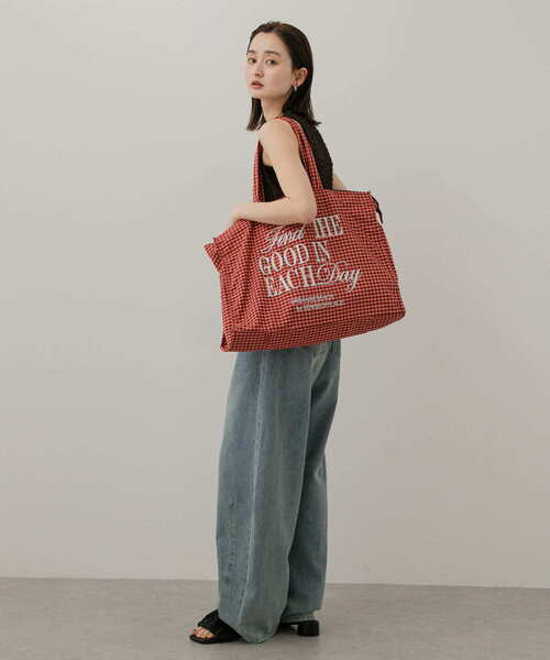 SENSE OF PLACE by URBAN RESEARCH（センスオブプレイスバイアーバンリサーチ）の「ロゴチェックビッドトート（トートバッグ・レディース・レッド/ライトブルー/グレー・ONE）」の8枚目の写真