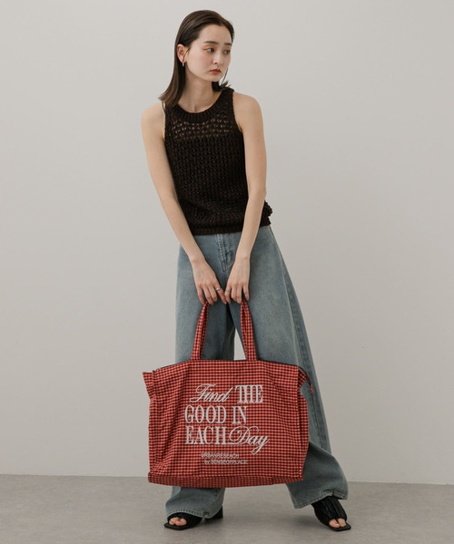 SENSE OF PLACE by URBAN RESEARCH（センスオブプレイスバイアーバンリサーチ）の「ロゴチェックビッドトート（トートバッグ・レディース・レッド/ライトブルー/グレー・ONE）」の9枚目の写真