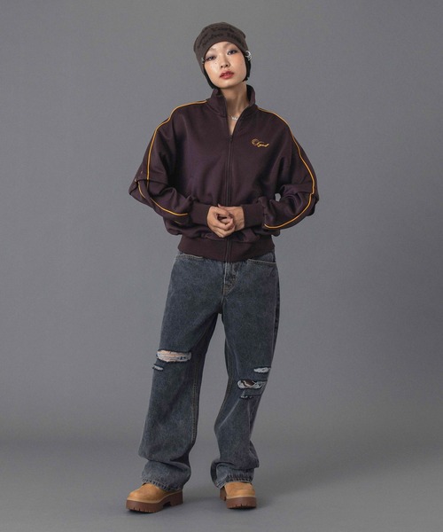 X-girl（エックスガール）の「PENCIL SCRIPT LOGO 2WAY TRACK JACKET（ジャージ・レディース・ブラック/ブラウン/ネイビー・S/M）」の18枚目の写真