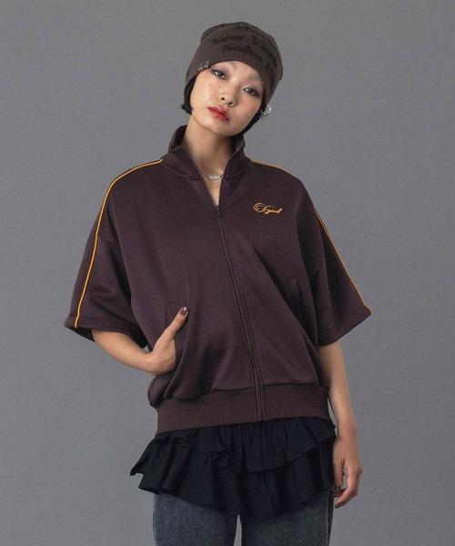 X-girl(エックスガール)の「PENCIL SCRIPT LOGO 2WAY TRACK JACKET(ジャージ・レディース・ブラック/ブラウン/ネイビー・S/M)」の20枚目の写真