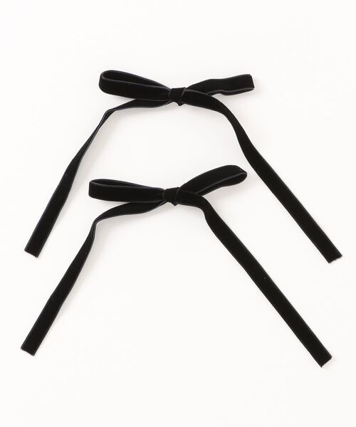 VIBGYOR Women（ヴィブジョー　ウィメン）の「【float】ベロア ロングリボン ヘアクリップ【2個セット】（バレッタ/ヘアクリップ・レディース・ブラック/ワインレッド・FREE）」の8枚目の写真