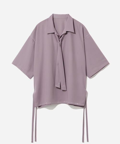 HARE（ハレ）の「【一部カラーSET UP対応】メタルパーツボウタイシャツ(HARE)（シャツ/ブラウス・メンズ・ブラック/グレー系その他/ホワイト/パープル・FREE）」の2枚目の写真