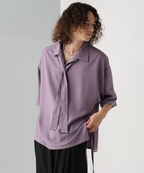 HARE（ハレ）の「【一部カラーSET UP対応】メタルパーツボウタイシャツ(HARE)（シャツ/ブラウス・メンズ・ブラック/グレー系その他/ホワイト/パープル・FREE）」の18枚目の写真