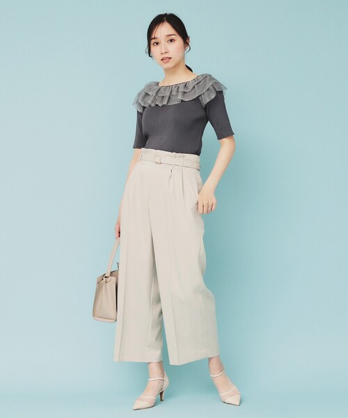 バイカラーフリルニットPO[品番：IGAW0002790]｜axes femme