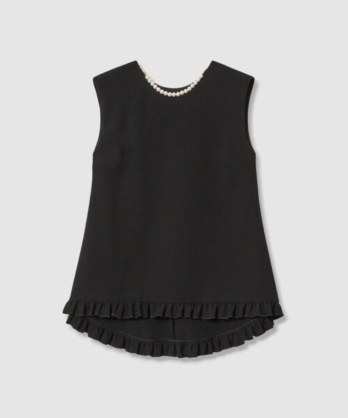 【限定品】 LOULOU WILLOUGHBY】パールネックレス付きフリルブラウス トップス
