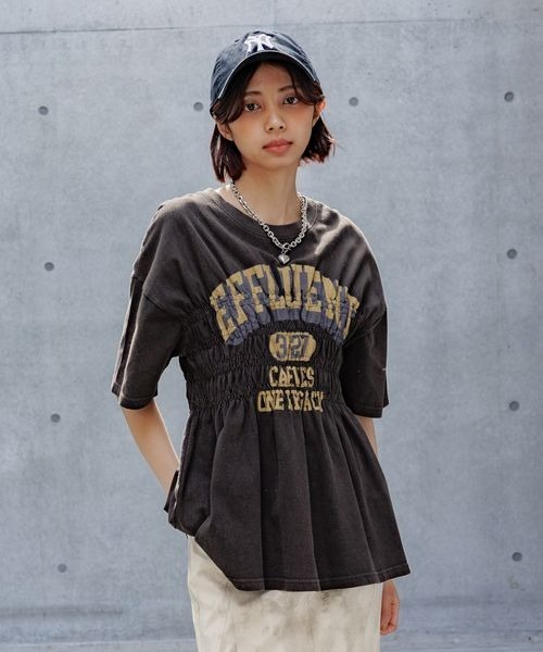 PAGEBOY（ページボーイ）の「シャーリングロゴＴシャツ（Tシャツ/カットソー・レディース・ブラック/オフホワイト・FREE）」の12枚目の写真