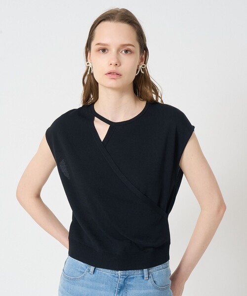 ANAYI（アナイ）の「アシメカシュクールプルオーバー（ニット/セーター・レディース・ブラック/オフホワイト/ピンク・38/36）」の7枚目の写真