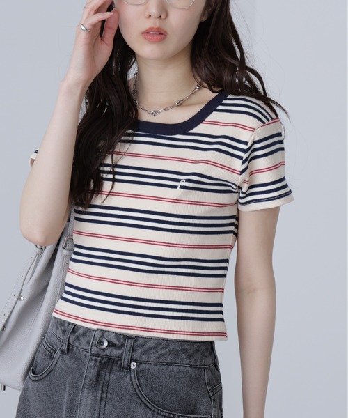 【PRADA】lady's ボーダーshirt ワンポイントロゴ マルチカラー 楽天市場】PRADA（柄ボーダー）（トップス｜レディース
