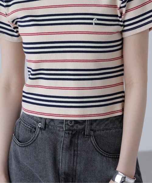 FREE'S MART（フリーズマート）の「◆ワンポイント刺繍マルチボーダーカットソー（Tシャツ/カットソー・レディース・ホワイト系その他/ダークネイビー/ピンク系その他・FREE）」の17枚目の写真