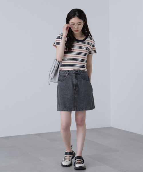 FREE'S MART（フリーズマート）の「◆ワンポイント刺繍マルチボーダーカットソー（Tシャツ/カットソー・レディース・ホワイト系その他/ダークネイビー/ピンク系その他・FREE）」の9枚目の写真