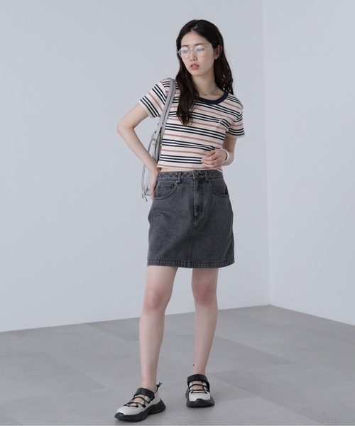 FREE'S MART（フリーズマート）の「◆ワンポイント刺繍マルチボーダーカットソー（Tシャツ/カットソー・レディース・ホワイト系その他/ダークネイビー/ピンク系その他・FREE）」の11枚目の写真